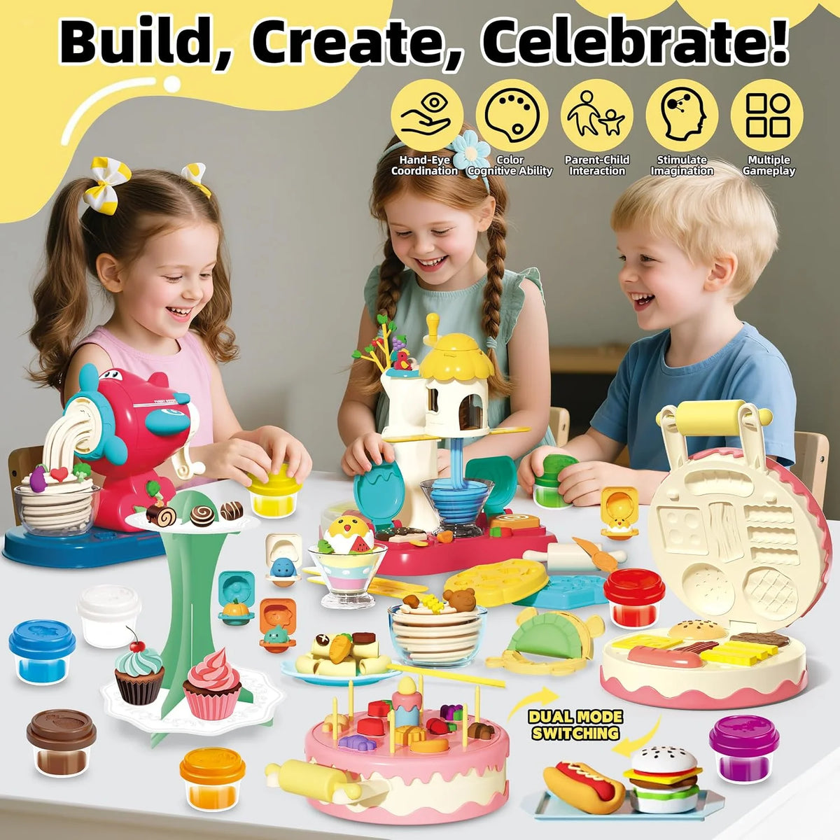 4 in 1 Playdough Sets for Kids Age 2-4-8 with Accessories Tool Sets, 77 Pcs