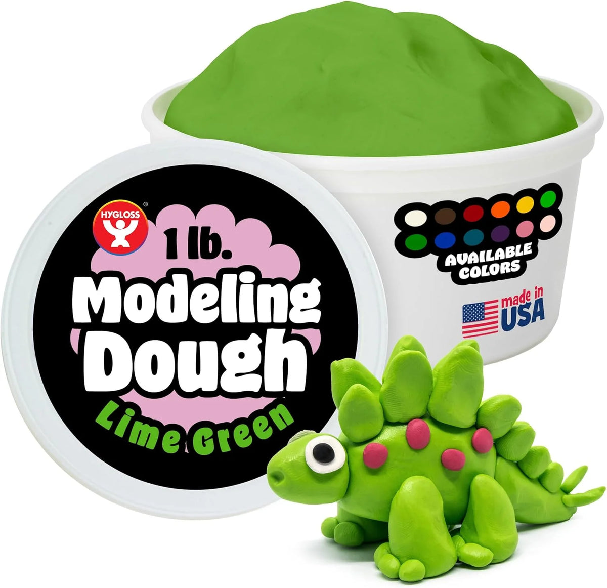 Hygloss Play Modeling Dough for Kids, Lime Green, 1lb, Unscented