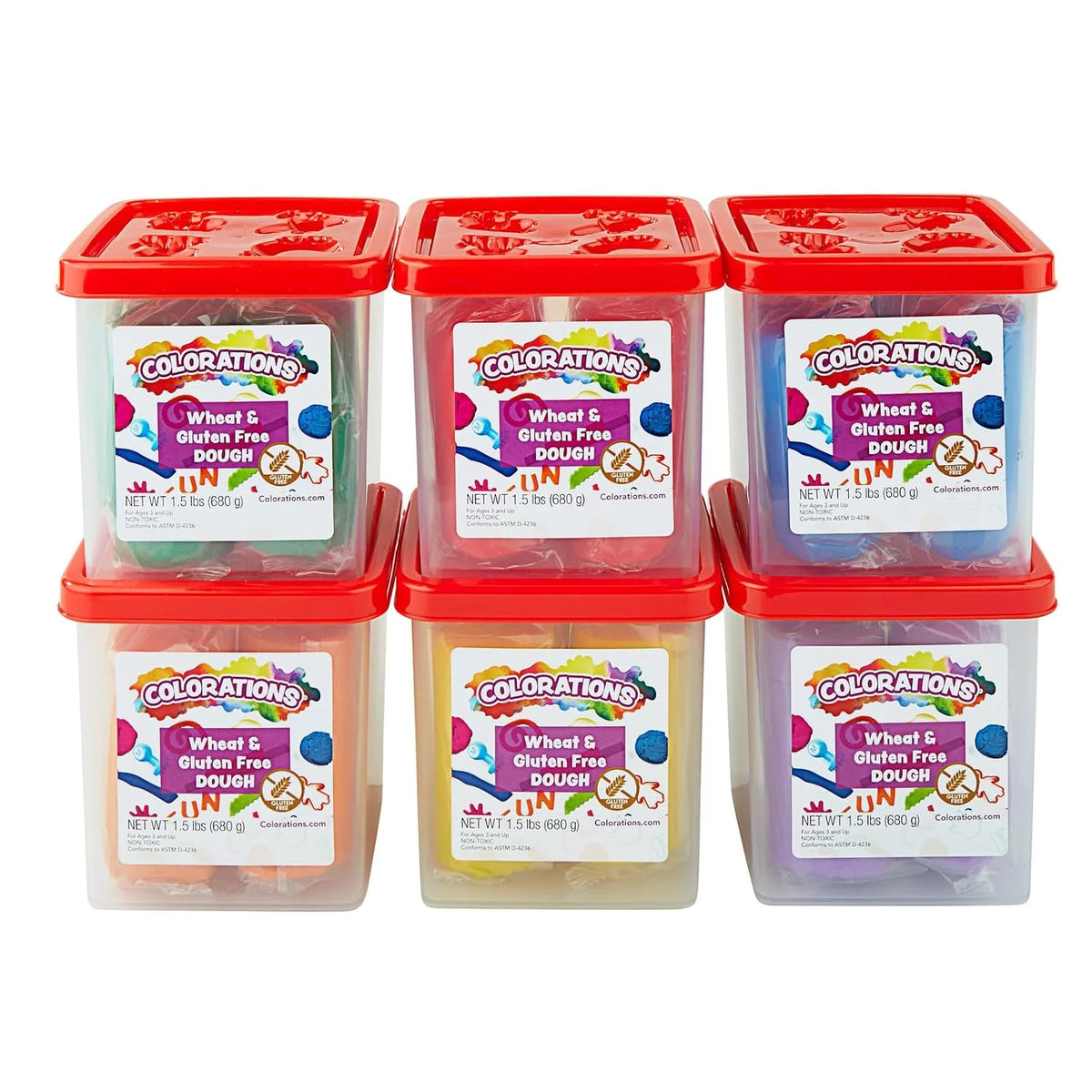 Colorations Wheat & Gluten-Free Dough, 6 Classic Colors, 1.5 lb Each