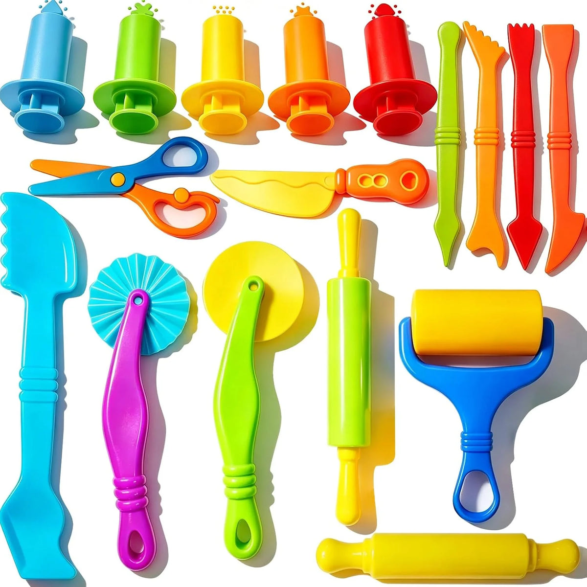 Dough Tools Set for Kids – 17 Pieces Modeling Clay Tools with Rollers & Cutters – Toddler Craft Playdough Accessories for Preschool Learning Activities