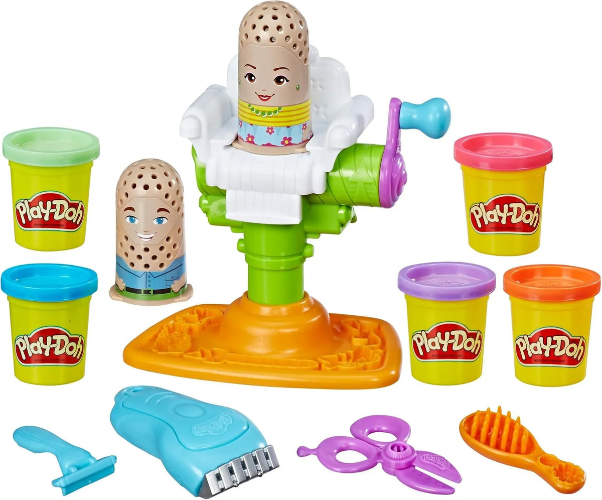 Play-Doh Buzz 'n Cut Fuzzy Pumper Barber Shop Set, Electric Buzzer, 5 Colors of 2-Ounce Cans, Preschool Toys, Girls & Boys, Ages 3+ (Amazon Exclusive)