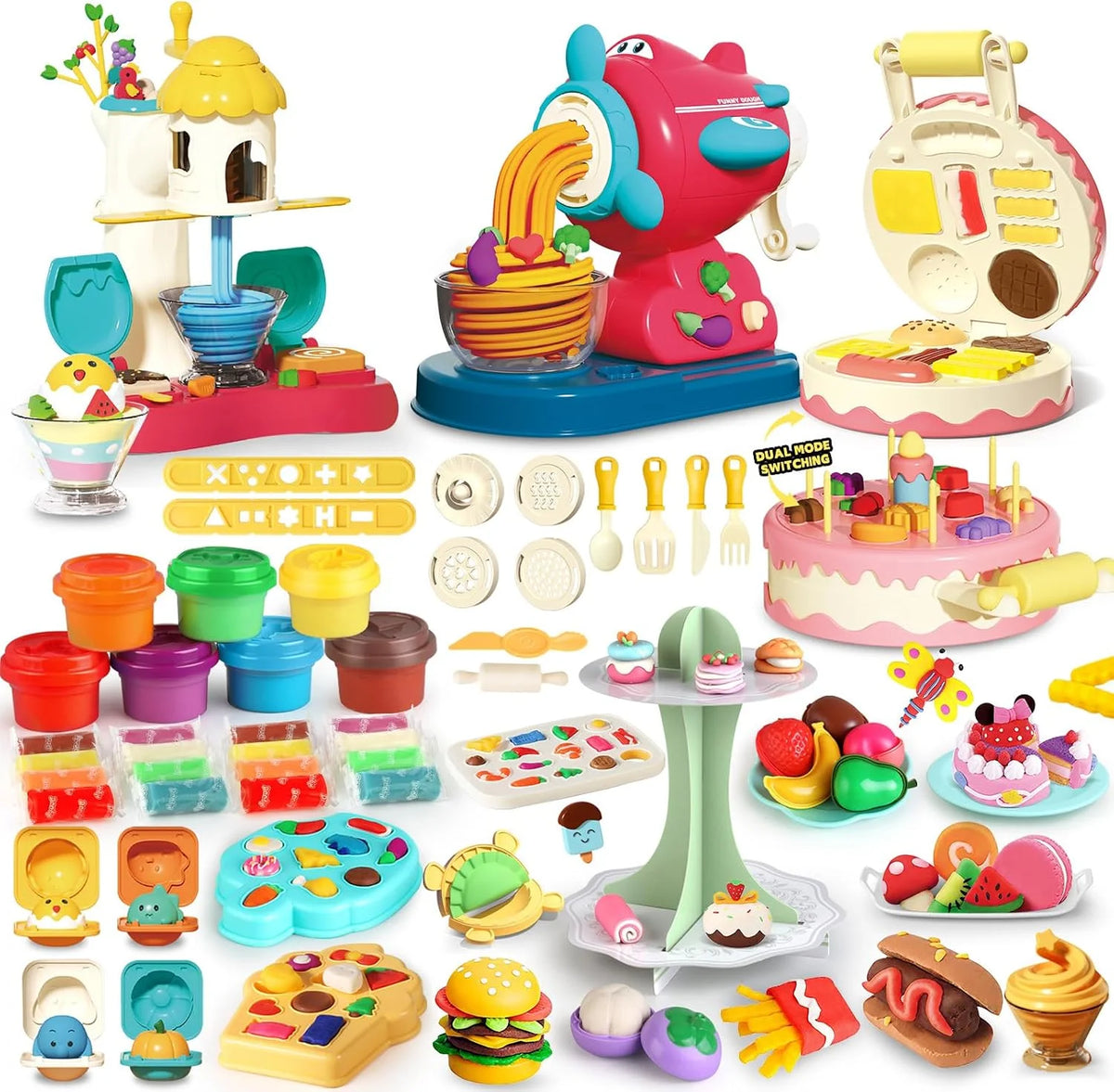 4 in 1 Playdough Sets for Kids Age 2-4-8 with Accessories Tool Sets, 77 Pcs