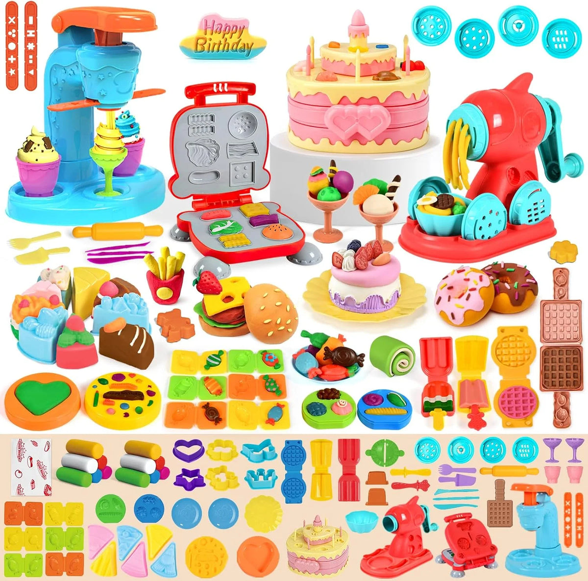 Aprilwolf 70 PCS 4 in 1 Dough Sets for Kids Ages 3-4-8, Art Crafts Dough