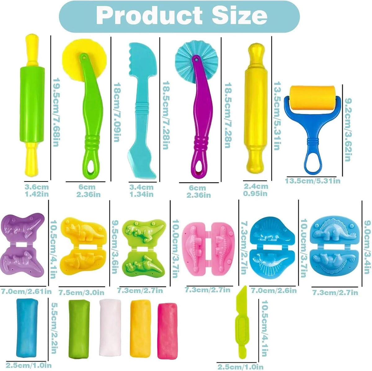 Unleash Creativity with 6 Unique Dino Molds Dough Toys and 6 Pcs Play Dough Tools Accessories Set Whit 5 Bright Color