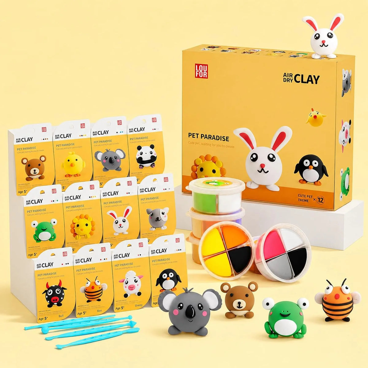 Air Dry Clay Kit -12 Animals Modeling Clay for Kids Arts and Crafts
