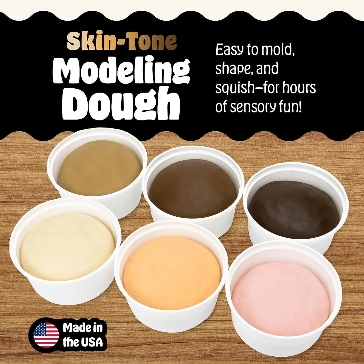 Hygloss Play Modeling Dough, Multicultural Skin Tones, Ivory, 5 lb