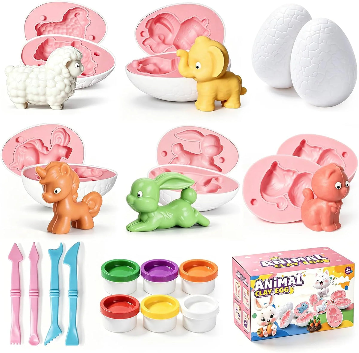 Animal Eggs Dough Play Set, Unicorn Molds for Kids Ages 3-8